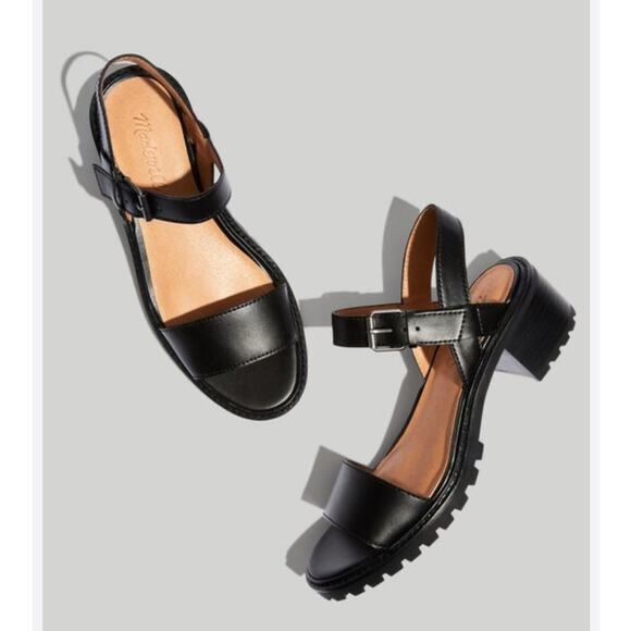 Madewell Shoes - MADEWELL The Erin Black Leather Lug Sole Sandals NEW 7.5